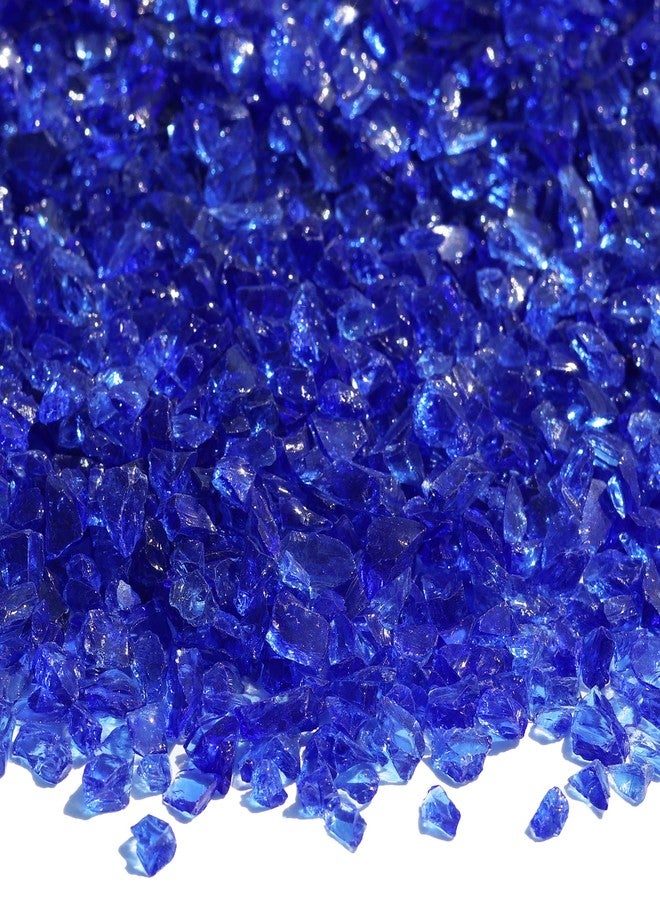 زجاج مكسر من QYGL لأعمال الراتنج الفنية، والحرف اليدوية، وديكور المنزل - 0.9 رطل من قطع الزجاج المكسور باللون الأزرق الكوبالت 3-6 مم، لملء المزهريات، وحفر النار على الطاولة، وصخور أحواض السمك - Image 1